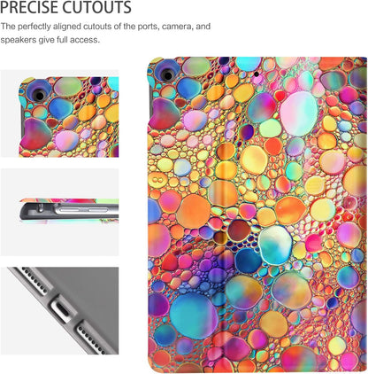Ipad 10.2 Case for Ipad 9Th Generation 2021, Ipad 8Th Generation 2020, 7Th Generation Ipad Case 2019, Multi-Angle View Adjustable Stand Auto Wake / Sleep (Colored Art Bubbles)