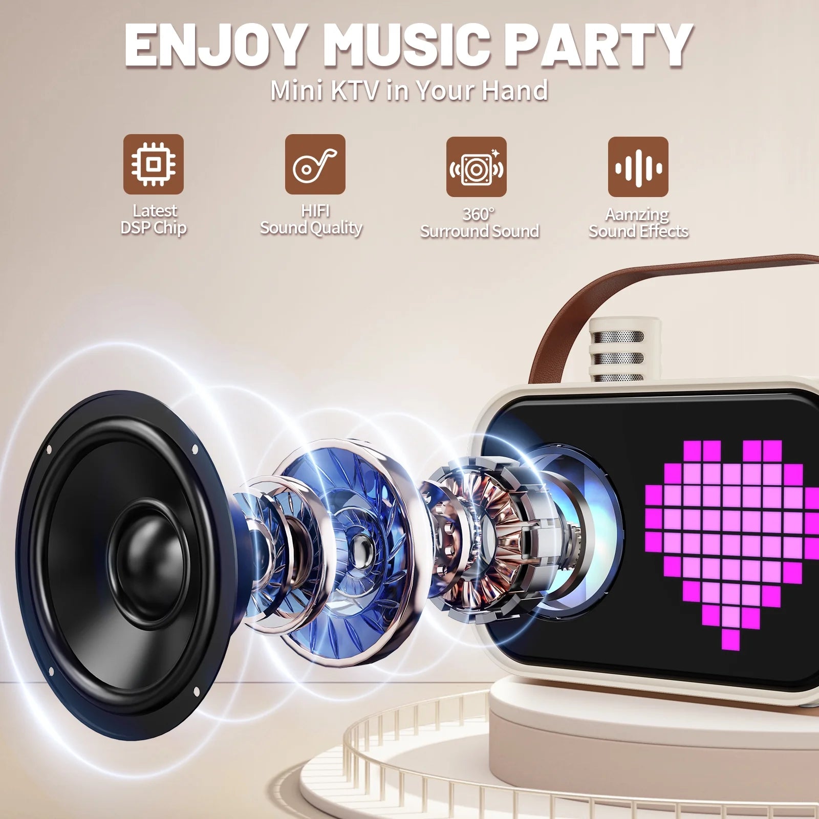 Karaoke Machine for Kids, Kids Karaoke Machine, 15+ Animation Modes, Kids Toy Gift