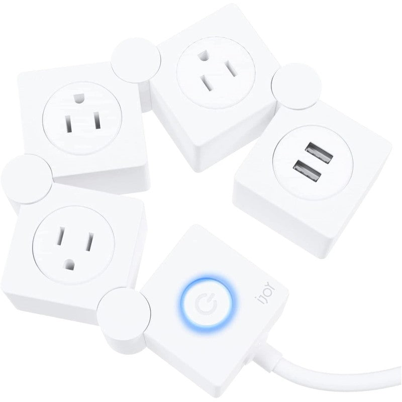 Flexible Power Strip - 3 AC Outlets and 2 USB Charging Ports with Pink Extension Cord, Power Strips with Surge Protection, Decorative Surge Protector Outlet Extender for Home, Office, and More