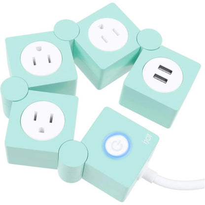Flexible Power Strip - 3 AC Outlets and 2 USB Charging Ports with Pink Extension Cord, Power Strips with Surge Protection, Decorative Surge Protector Outlet Extender for Home, Office, and More